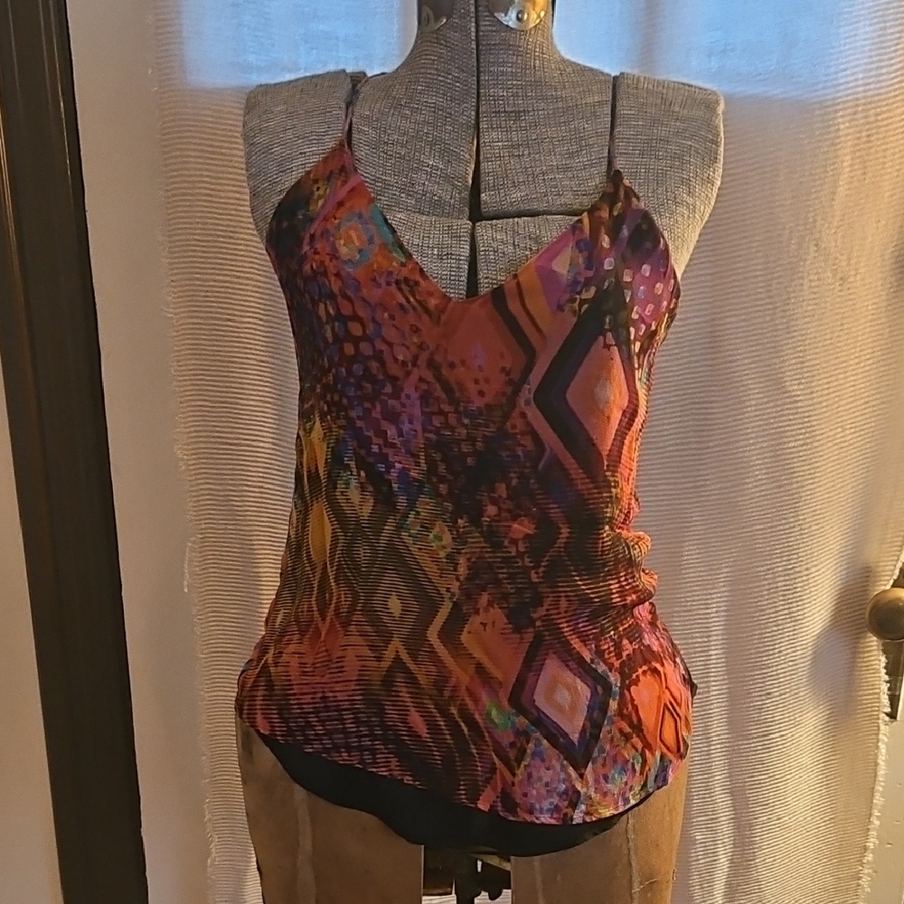Lavender Brown Multicolor Abstract Camisole